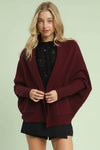 Open Front Cardigan - Burgundy