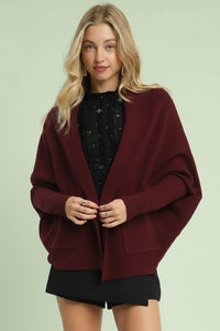 Open Front Cardigan - Burgundy