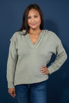 Long Sleeve Sweater with Hood - Grey