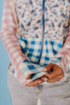Full Zip Gingham Garden Sweatshirt