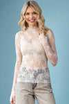 Sheer Lace Long Sleeve Top Ivory