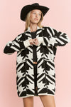 Giant Houndstooth Oversized Cardigan - Black