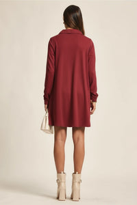 French Terry A Line Dress - Cabernet