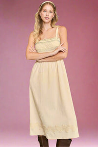 Lace Sleeveless Midi Dress - Champagne