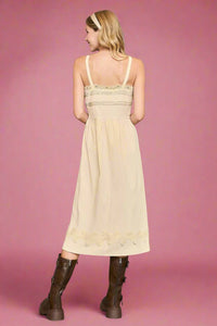 Lace Sleeveless Midi Dress - Champagne