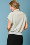 Snap Button Collared Top - Grey