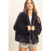 Faux Fur Jacket - Black