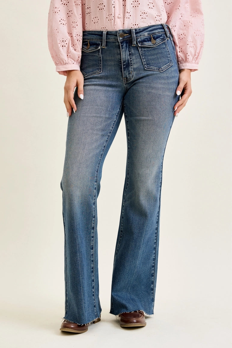 Mid Rise Flare w/ Front Flap Pockets - JB24