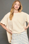 Scalloped Sleeve Oversized Top - Ecru