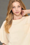 Scalloped Sleeve Oversized Top - Ecru