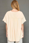 Scalloped Sleeve Oversized Top - Ecru