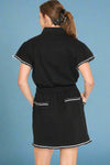 Button Down Ruffle Dress - Black