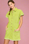 Button Down Ruffle Dress - Tea Green
