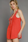 Mineral Wash Romper - Tomato Red