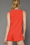 Mineral Wash Romper - Tomato Red