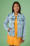Distressed Raw Hem Buttons Denim Jacket