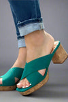 Chandra Crossed Platform Heel - Green