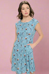Pugs And Paws Print Dress - Blue