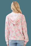 Floral Ribbed Quarter-Zip Hoodie