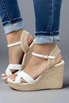 Lorita Cross Strap Wedge - White