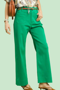Button Stretched Pants - Island Green