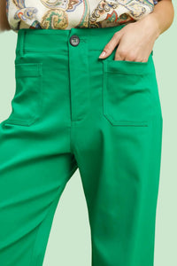 Button Stretched Pants - Island Green