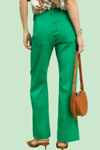 Button Stretched Pants - Island Green