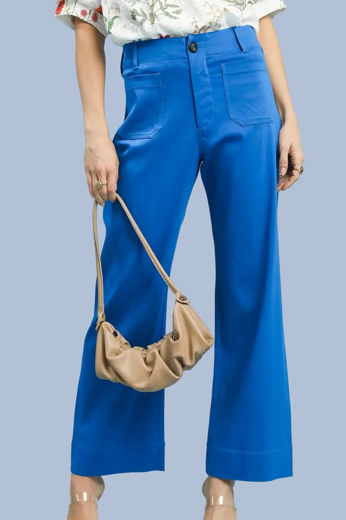 Button Stretched Pants - Ocean