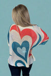Heart Printed Knit Sweater - Cream