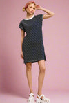 Side Slit Striped T Shirt Dress - Galaxy