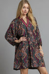 Floral Damask Collared Dress - Caramel