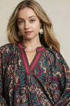 Floral Damask Collared Dress - Caramel
