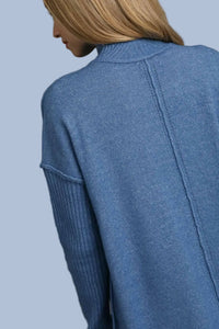 Cozy Turtleneck Sweater Dress - Blue
