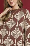 Abstract Print Pullover Sweater - Brown