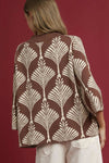 Abstract Print Pullover Sweater - Brown