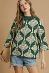 Abstract Print Pullover Sweater - Green