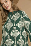 Abstract Print Pullover Sweater - Green