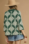 Abstract Print Pullover Sweater - Green