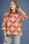 Abstract Print Pullover Sweater - Rose Clay