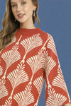 Abstract Print Pullover Sweater - Rose Clay