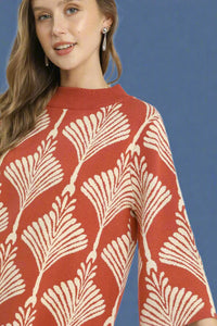 Abstract Print Pullover Sweater - Rose Clay