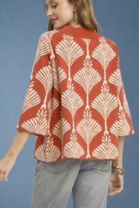 Abstract Print Pullover Sweater - Rose Clay