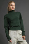 Ruffle Mock Neck Sweater - Hunter Green