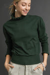Ruffle Mock Neck Sweater - Hunter Green