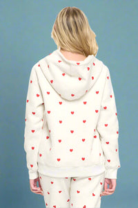Heart All Over Zip-Up Hoodie - Grey