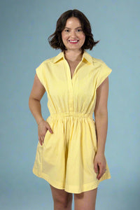 Flirty Collared Mini Dress - Creamy Yellow
