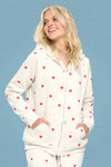 Heart All Over Zip-Up Hoodie - Grey