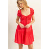 Ruched Short Sleeve Mini Dress - Teaberry