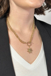 Sun Pendant Chunky Chain Necklace - Gold