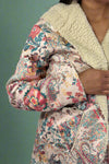 Paisley Floral Sherpa Hooded Jacket - Beige